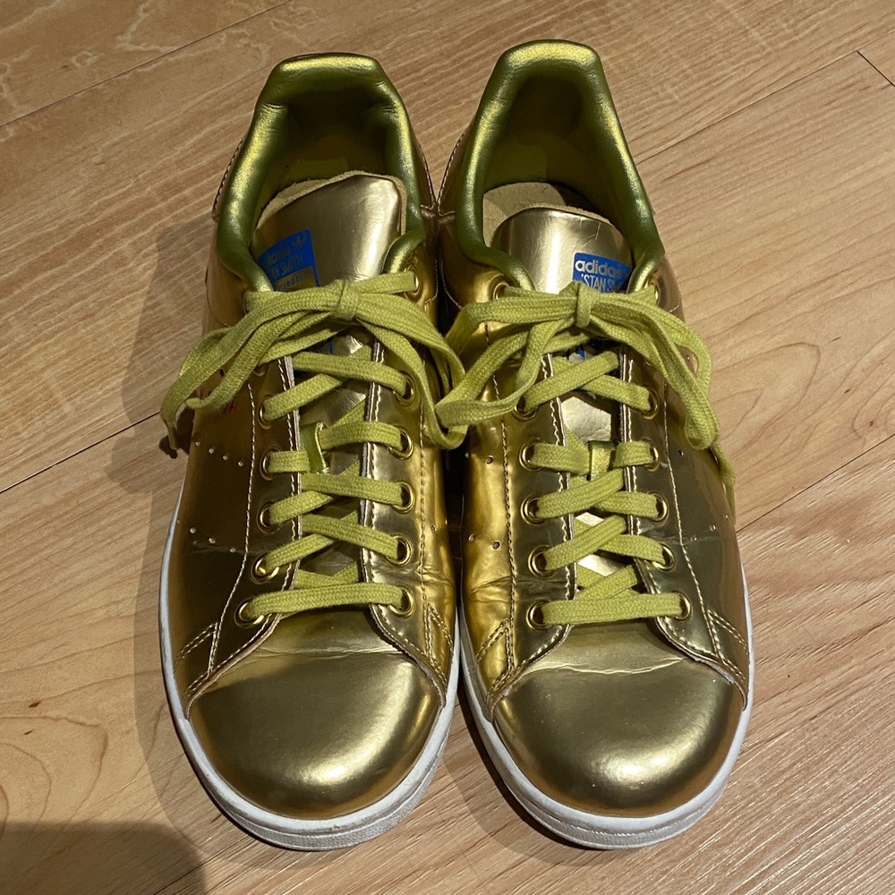 Adidas Stan Smith Metallic Gold Sneakers M 5 1/2 W 6 1/2